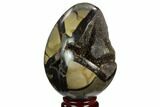 Septarian Dragon Egg Geode - Black Crystals #123023-1